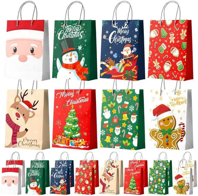 Main image of 24 Pcs Xmas Christmas Bags Bulk Wrapping Bags Christmas Party Decorations