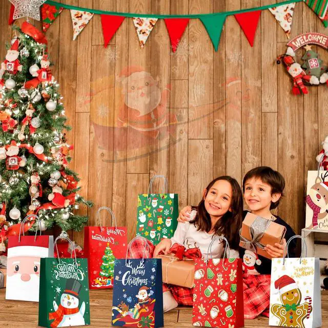 Alt view image 3 of 6 - 24 Pcs Xmas Christmas Bags Bulk Wrapping Bags Christmas Party Decorations