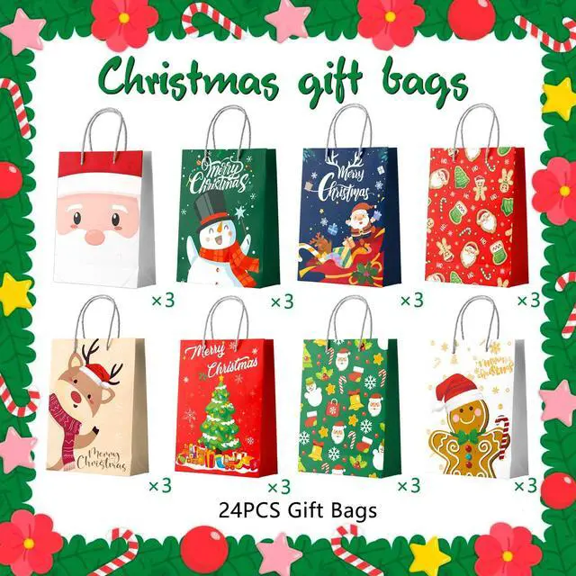 Alt view image 6 of 6 - 24 Pcs Xmas Christmas Bags Bulk Wrapping Bags Christmas Party Decorations