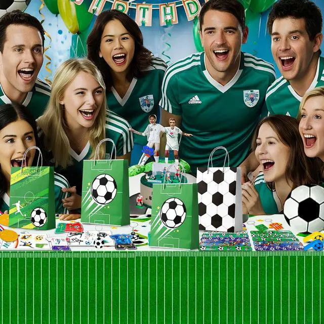 Alt view image 6 of 6 - Soccer Birthday Party Decorations, 96pcs Soccer Party Favor Bag Fillers with Soccer Party Keychain Bags Bracelet Maze Stickers Winner Medals for Soccer Birthday Party Supplies