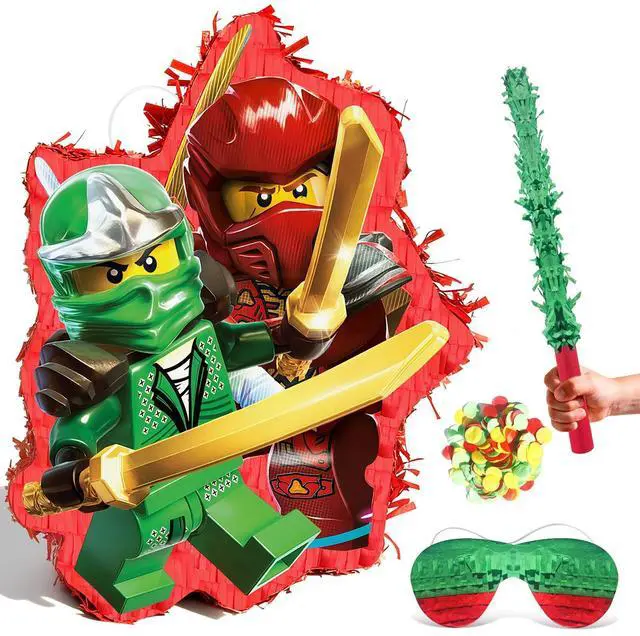 Main image of 4 Pcs Ninja Party Theme Pinata Bundle-Ninja Piñata Large Blindfold&Pinata Stick etc Ninja Birthday Party Supplies for Boys/Girls