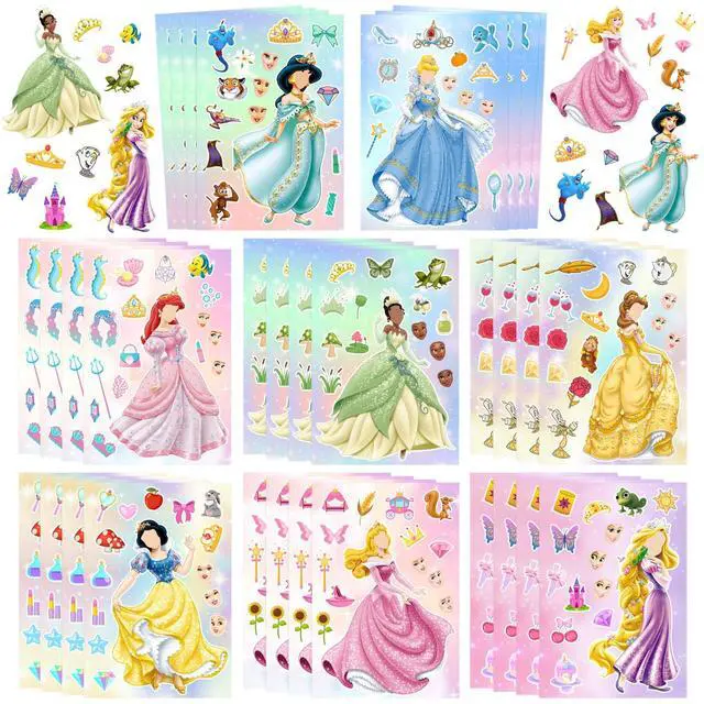 Main image of Princess Make a Face Stickers,32 Pcs Princess Diy Stickers witn 8 Designs Characters for Princess Birthday Party Supplies, Make Your Own Princess Stickers for Kids Princess Birthday Decorations Favor