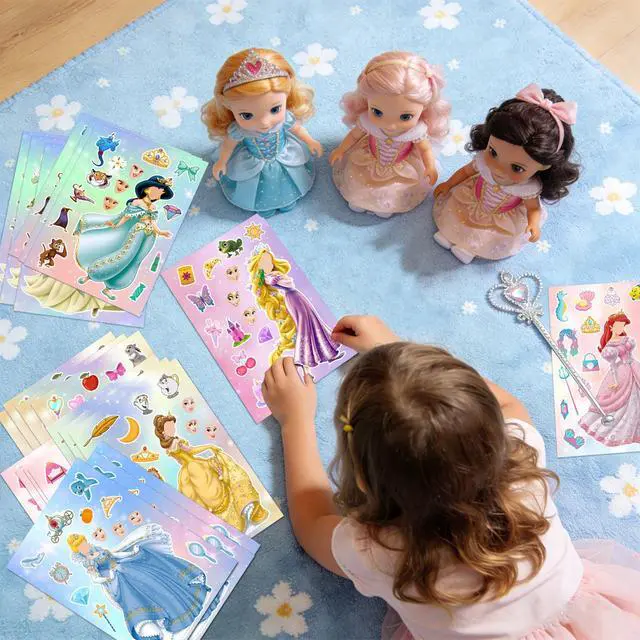 Alt view image 7 of 7 - Princess Make a Face Stickers,32 Pcs Princess Diy Stickers witn 8 Designs Characters for Princess Birthday Party Supplies, Make Your Own Princess Stickers for Kids Princess Birthday Decorations Favor
