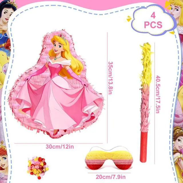 Alt view image 2 of 7 - 4 Pcs Aurora Princess Pinatas Bundle - Aurora Princess Theme Pinata&Aurora Princess Party Pinata Stick&Party Games Blindfold etc Aurora Princess Pinata Supplies for Aurora Princess Birthday Party Dec