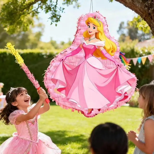Alt view image 4 of 7 - 4 Pcs Aurora Princess Pinatas Bundle - Aurora Princess Theme Pinata&Aurora Princess Party Pinata Stick&Party Games Blindfold etc Aurora Princess Pinata Supplies for Aurora Princess Birthday Party Dec