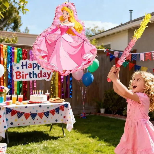 Alt view image 5 of 7 - 4 Pcs Aurora Princess Pinatas Bundle - Aurora Princess Theme Pinata&Aurora Princess Party Pinata Stick&Party Games Blindfold etc Aurora Princess Pinata Supplies for Aurora Princess Birthday Party Dec