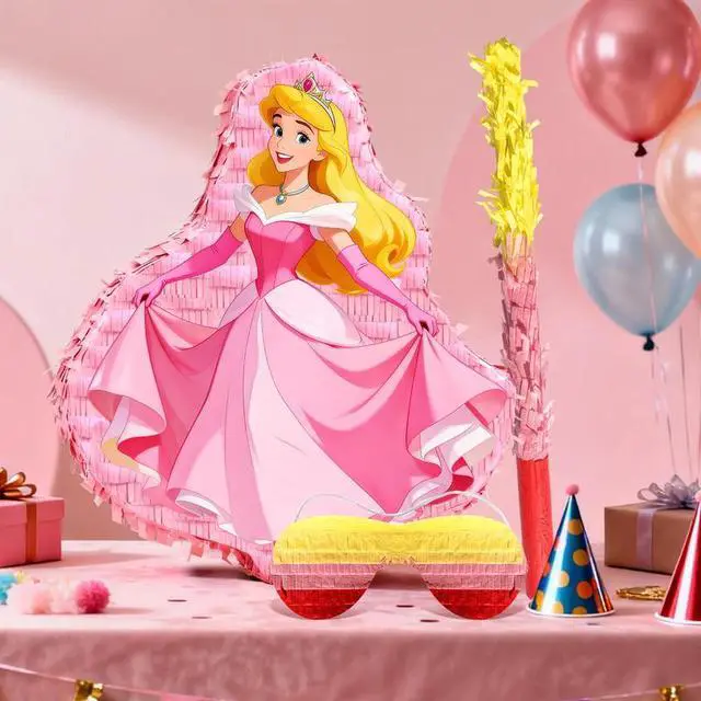 Alt view image 6 of 7 - 4 Pcs Aurora Princess Pinatas Bundle - Aurora Princess Theme Pinata&Aurora Princess Party Pinata Stick&Party Games Blindfold etc Aurora Princess Pinata Supplies for Aurora Princess Birthday Party Dec