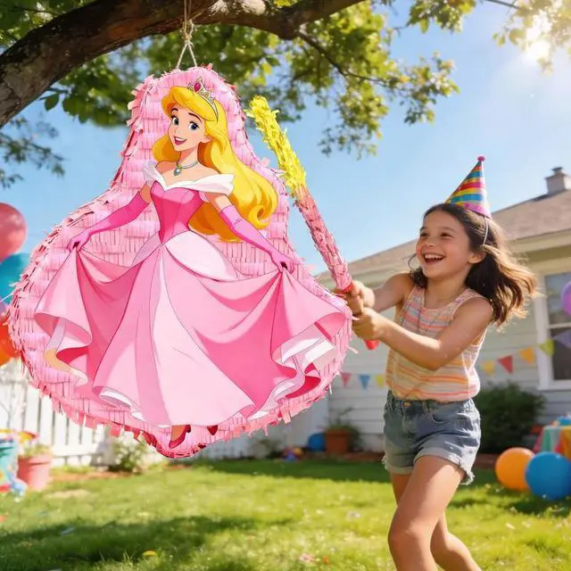 Alt view image 3 of 7 - 4 Pcs Aurora Princess Pinatas Bundle - Aurora Princess Theme Pinata&Aurora Princess Party Pinata Stick&Party Games Blindfold etc Aurora Princess Pinata Supplies for Aurora Princess Birthday Party Dec