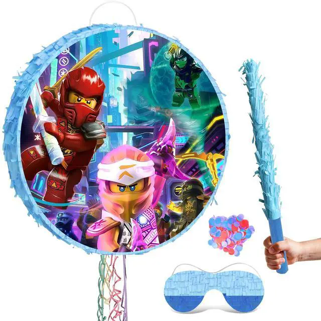 Main image of 4 Pcs Ninja Party Round Pinata Bundle - Ninja Piñata Large, Ninja Party Blindfold & Ninja Birthday Party Pinata Stick etc Ninja Birthday Party Supplies for Boys/Girls
