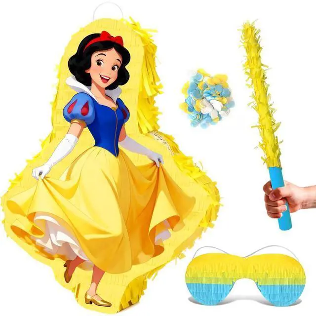 Main image of 4 Pcs Snow White Party Pinatas Set - 11.8'' Snow White Theme Piñata Blindfold&Pinata Stick etc Snow White Pinata Games Supplies/Disney Princess Birthday Supplies