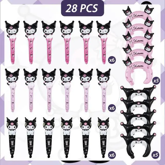 Alt view image 2 of 7 - 30 Pcs Cute Kuromi Foil Balloons-Kuromi Balloon Sticks&Kuromi Balloon Head Hoop for Kuromi Party Decorations or Sanrio Birthday Party Supplies
