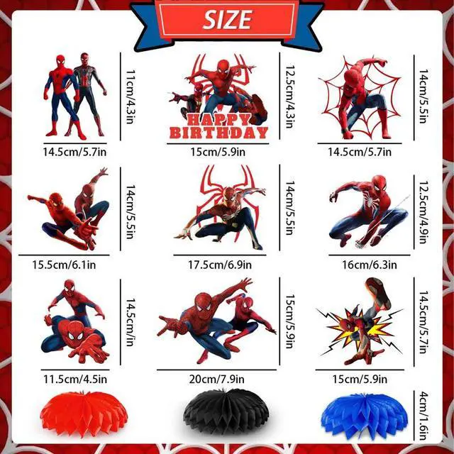 Alt view image 4 of 7 - 9 Pcs Spiderman Honeycomb Centerpieces for Birthday, Spiderman Centerpieces for Tables 3D Double Side Spiderman Honeycomb Style Centerpiece for Kids Spiderman Themed Party Decorations