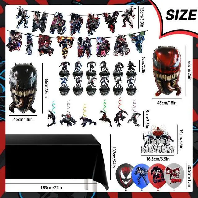 Alt view image 3 of 7 - Venom Party Decorations,35 Pcs Venom Birthday Party Supplies Set - Venom Party Balloons Tablecloth & Venom Happy Birthday Banner Cake Toppers etc Venom Theme Birthday Party Decorations