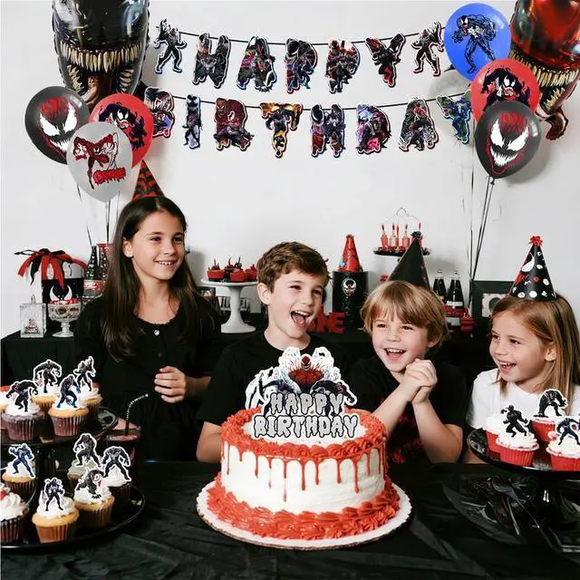 Alt view image 4 of 7 - Venom Party Decorations,35 Pcs Venom Birthday Party Supplies Set - Venom Party Balloons Tablecloth & Venom Happy Birthday Banner Cake Toppers etc Venom Theme Birthday Party Decorations