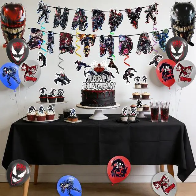 Alt view image 5 of 7 - Venom Party Decorations,35 Pcs Venom Birthday Party Supplies Set - Venom Party Balloons Tablecloth & Venom Happy Birthday Banner Cake Toppers etc Venom Theme Birthday Party Decorations