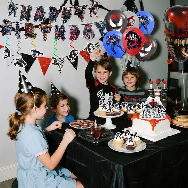 Alt view image 6 of 7 - Venom Party Decorations,35 Pcs Venom Birthday Party Supplies Set - Venom Party Balloons Tablecloth & Venom Happy Birthday Banner Cake Toppers etc Venom Theme Birthday Party Decorations