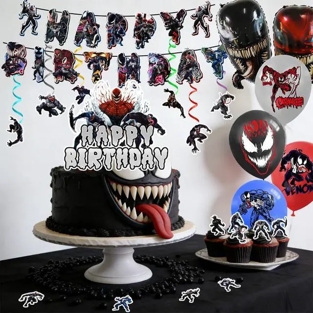 Alt view image 7 of 7 - Venom Party Decorations,35 Pcs Venom Birthday Party Supplies Set - Venom Party Balloons Tablecloth & Venom Happy Birthday Banner Cake Toppers etc Venom Theme Birthday Party Decorations