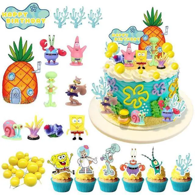 Main image of 39 Pcs Spongebob Cake Topper Set - Spongebob Cupcake Toppers Coral Cake Toppers etc Spongebob Party Supplies for Spongebob Party Decorations