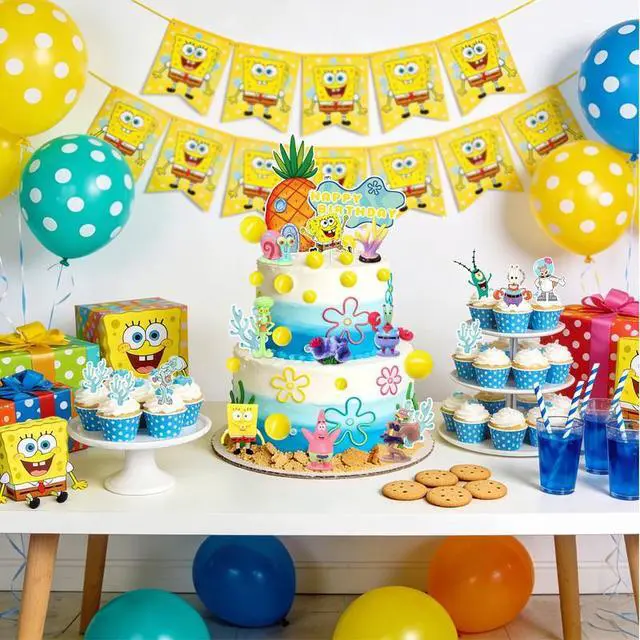 Alt view image 3 of 7 - 39 Pcs Spongebob Cake Topper Set - Spongebob Cupcake Toppers Coral Cake Toppers etc Spongebob Party Supplies for Spongebob Party Decorations