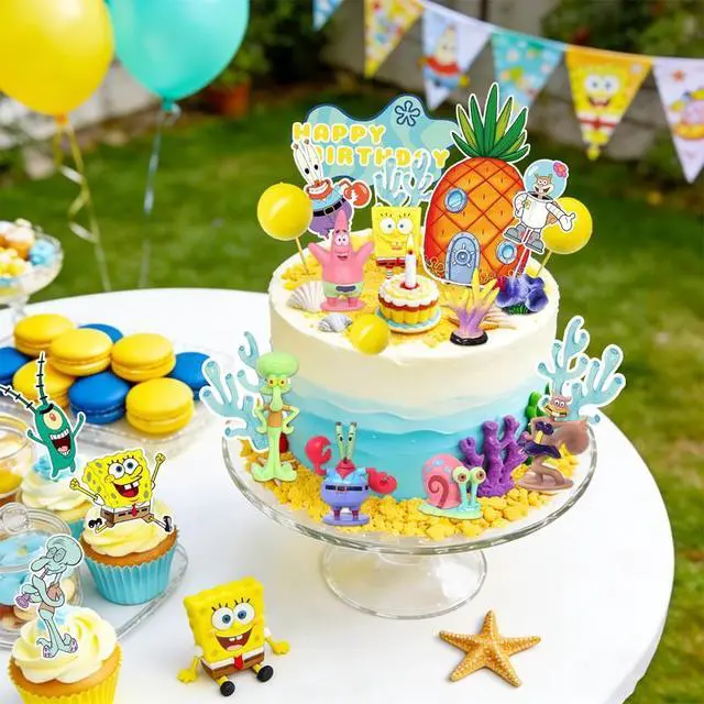 Alt view image 7 of 7 - 39 Pcs Spongebob Cake Topper Set - Spongebob Cupcake Toppers Coral Cake Toppers etc Spongebob Party Supplies for Spongebob Party Decorations