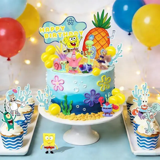 Alt view image 6 of 7 - 39 Pcs Spongebob Cake Topper Set - Spongebob Cupcake Toppers Coral Cake Toppers etc Spongebob Party Supplies for Spongebob Party Decorations