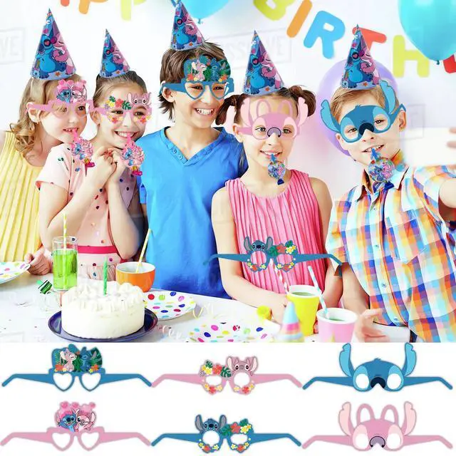 Alt view image 5 of 7 - 36 Pcs Stitch Birthday Party Supplies - Stitch Party Paper Hat Glasses & Stitch Blowout Toys for Stitch Party Favors Supplies