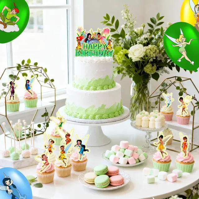 Alt view image 3 of 7 - 112 Pcs Tinker Bell Party Decorations & Tinkerbell Party Tableware Set - Tinkerbell Birthday Backdrop Banners Balloons Plates Tablecloth etc Tinker Bell Birthday Party Supplies