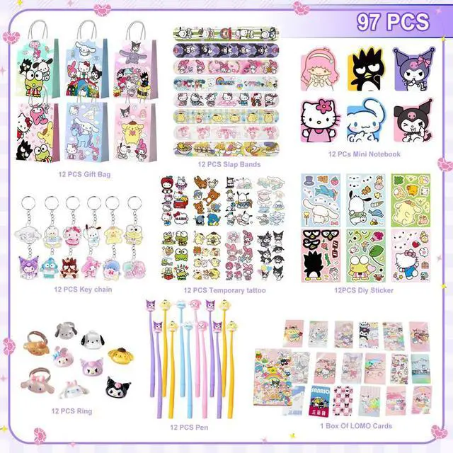 Alt view image 2 of 7 - Sanrio Party Favors, 97 Pcs Sanrio Birthday Party Favors Set - Sanrio Party Keychain Gift Bags Notebooks Stickers Pens etc Sanrio Birthday Gifts for Sanrio Party Supplies