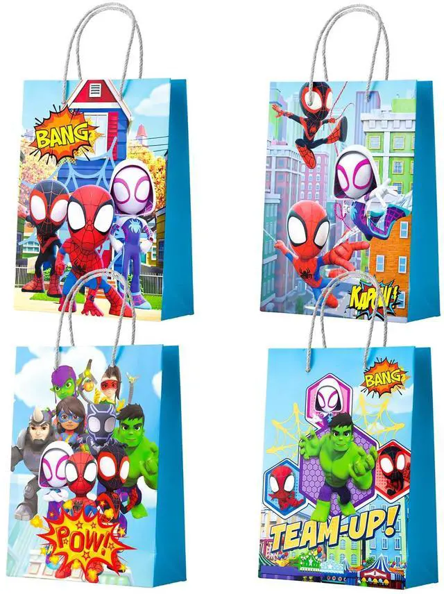 Main image of Spiderman & Friends Party Favor Bags - 16 Pcs Spiderman Themed Gift Bags for Birthdays, Celebrations Perfect for Boys/Girls Kids, Goodie Bags, Party Decorations Suppilies