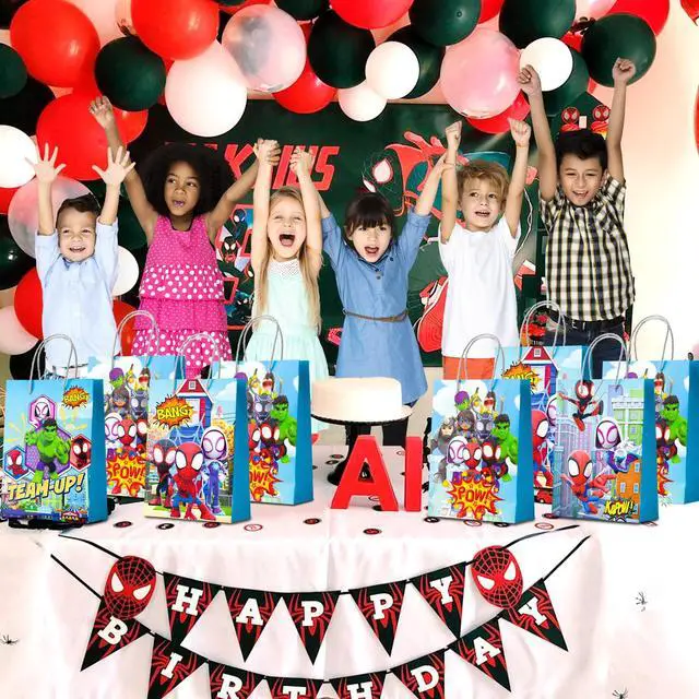 Alt view image 4 of 7 - Spiderman & Friends Party Favor Bags - 16 Pcs Spiderman Themed Gift Bags for Birthdays, Celebrations Perfect for Boys/Girls Kids, Goodie Bags, Party Decorations Suppilies