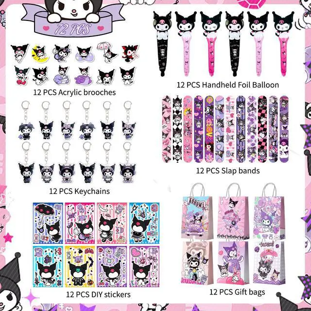 Alt view image 2 of 7 - Kulomi Party Favors for Kids,72Pcs Kulomi Birthday Party Favors Set - Kulomi Gift Bags Key Chains Stickers Aluminum Foil Balloons etc Kulomi Party Supplies for Kulomi Birthday Decorations