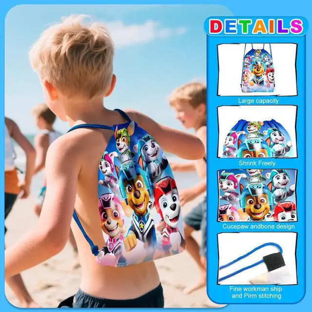 Alt view image 3 of 7 - 12 Pcs Paw Patrol Party Bags, Paw Patrol Drawstring Bag, Paw Patrol Candy Bags, Suitable For Boys/Girls Paw Patrol Party Supplies