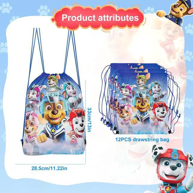Alt view image 2 of 7 - 12 Pcs Paw Patrol Party Bags, Paw Patrol Drawstring Bag, Paw Patrol Candy Bags, Suitable For Boys/Girls Paw Patrol Party Supplies