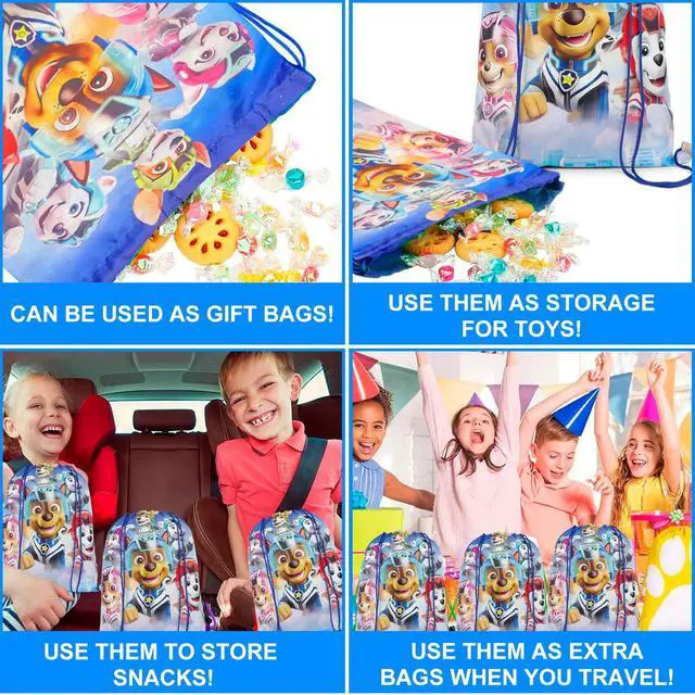Alt view image 4 of 7 - 12 Pcs Paw Patrol Party Bags, Paw Patrol Drawstring Bag, Paw Patrol Candy Bags, Suitable For Boys/Girls Paw Patrol Party Supplies
