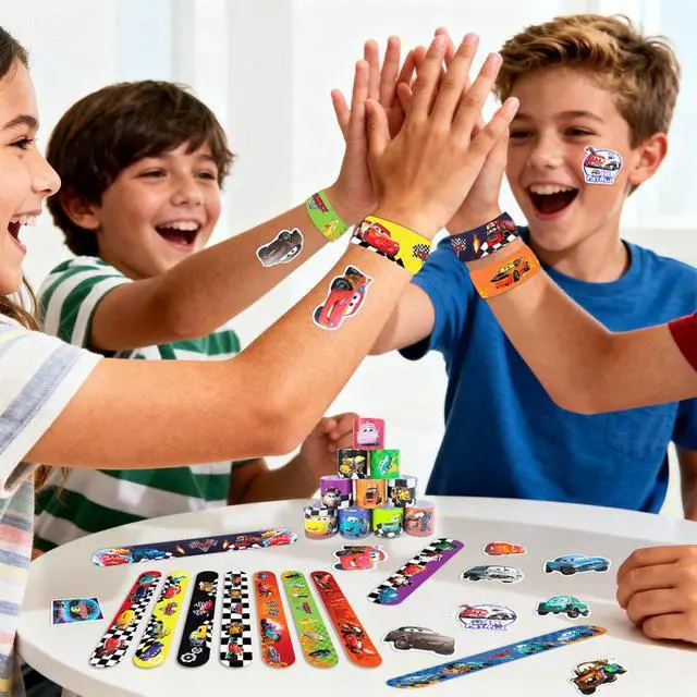 Alt view image 5 of 7 - Lightning McQueen Party Favors, 40 Pcs Cars Slap Bracelet + 50Pcs Cars Stickers for Lightning McQueen Birthday Party Supplies for Boys and Girls Kids
