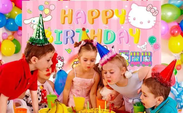 Alt view image 7 of 7 - 71x43'' Hello Kitty Party BackdHello Kitty Birthday Party Background Happy Birthday Hello Kitty Backdrop & Hello Kitty Birthday Backdrop for Hello Kitty Party Decorations
