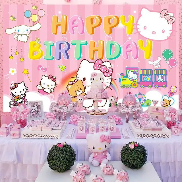Alt view image 6 of 7 - 71x43'' Hello Kitty Party BackdHello Kitty Birthday Party Background Happy Birthday Hello Kitty Backdrop & Hello Kitty Birthday Backdrop for Hello Kitty Party Decorations
