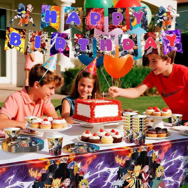 Alt view image 5 of 7 - 114 Pcs Naruto Birthday Party Decoration & Naruto Party Tableware Set - Naruto Tablecloth Banner Plates Napkins Cups etc Naruto Birthday Party Decorations for Naruto Party Supplies