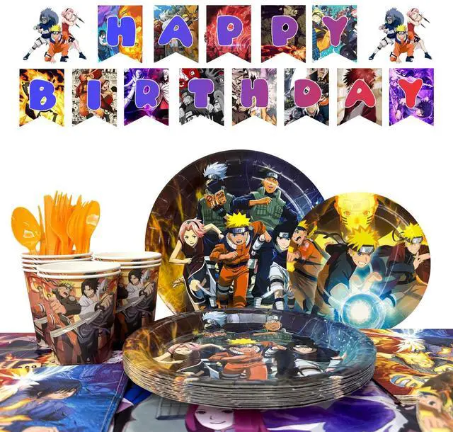 Main image of 114 Pcs Naruto Birthday Party Decoration & Naruto Party Tableware Set - Naruto Tablecloth Banner Plates Napkins Cups etc Naruto Birthday Party Decorations for Naruto Party Supplies
