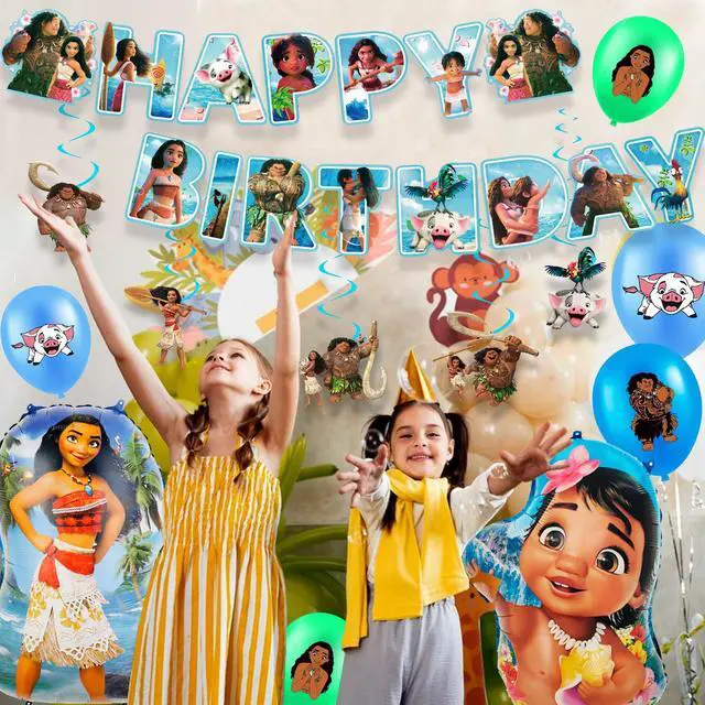 Alt view image 4 of 7 - 35 Pcs Moana Birthday Decorations Set - Moana Party Balloons Tablecloth & Moana Happy Birthday Banner Spiral etc Moana Birthday Party Decorations for Moana Party Supplies