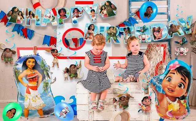 Alt view image 7 of 7 - 35 Pcs Moana Birthday Decorations Set - Moana Party Balloons Tablecloth & Moana Happy Birthday Banner Spiral etc Moana Birthday Party Decorations for Moana Party Supplies