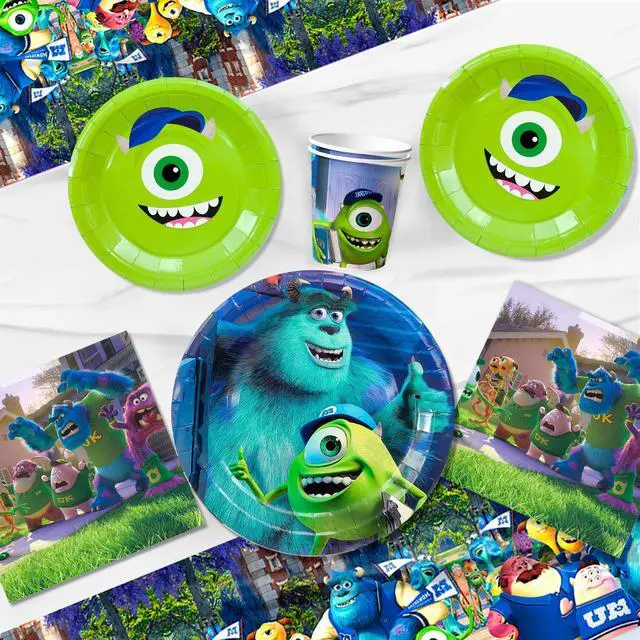 Alt view image 3 of 7 - Monsters Inc. Birthday Party Decoration Tableware, 114 Pcs Monsters Inc. Party Supplies Tableware - Monsters Inc. Tablecloth Banner Plates Napkins Cups for Monsters Inc. Birthday Party Decorations