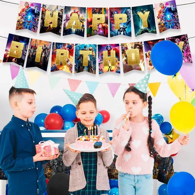 Alt view image 5 of 7 - 114 Pcs Transformers Birthday Party Decorations & Tableware Set - Transformers Party Table Cloth Banner Plates Napkins Cups etc Transformers Birthday Decorations for Transformers Party Supplies