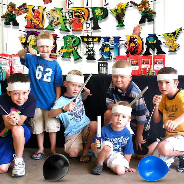 Alt view image 3 of 7 - 114 Pcs Ninja Birthday Party Decorations & Tableware Set - Ninja Birthday Table Cloth Banner Plates Napkins Cups etc Ninja Birthday Party Decorations for Ninja Party Supplies