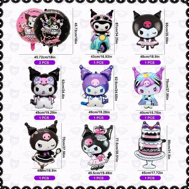 Alt view image 2 of 7 - 10 Pcs Kuromi Party Decoration Balloons Kuromi Balloon Kuromi Character Foil Balloons etc Kuromi Birthday Decorations & Kuromi Themed Birthday Party Decorations for Girls Kids