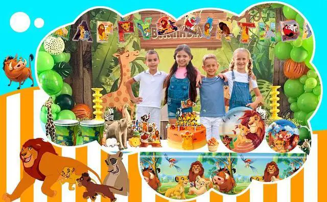 Alt view image 7 of 7 - 114 Pcs The Lion King Simba Birthday Party Decorations & Tableware Set - The Lion King Table Cloth Banner Plates Napkins Cups etc Lion King Birthday Party Decorations for Lion King Party Supplies