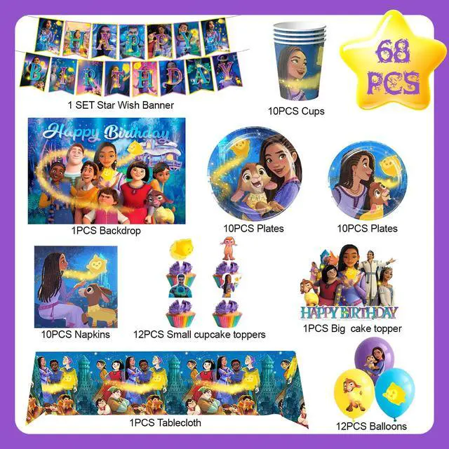 Alt view image 2 of 7 - 98 Pcs Star Wish Party Decorations & Star Wish Tableware Set - Star Wish Party Plates Cups Napkins Table Cloth Balloons Backdrop Banner etc Star Wish Birthday Decorations for Star Wish Birthday Party
