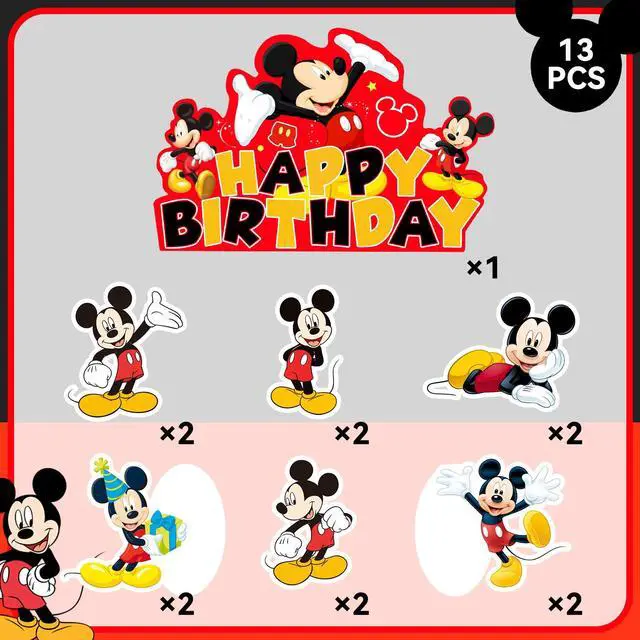Alt view image 3 of 7 - 13 Pcs Mickey Cake Topper Supplies,Mickey Cake Toppers for Kids Birthday Party