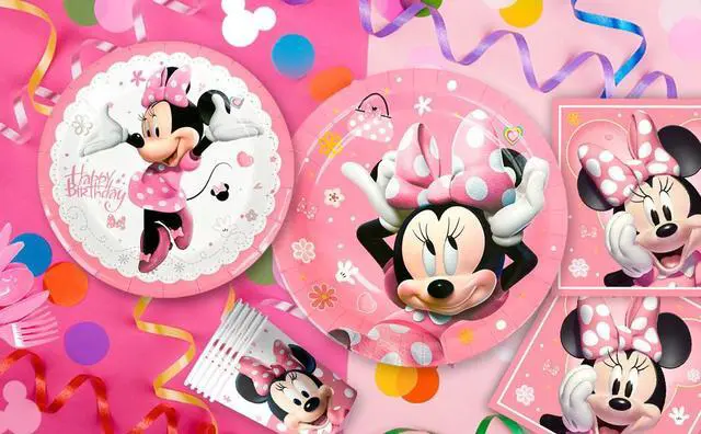 Alt view image 7 of 7 - Minnie Birthday Party Supplies,113pcs Minnie Mouse Party Decorations Tableware Set - Minnie Mouse Plates and Napkins Cups & Minnie Mouse Table Cloth etc Minnie Mouse Birthday Tableware for Girls Kids