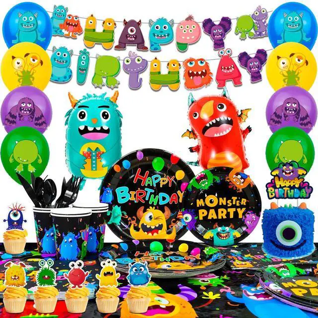 Main image of 113 Pcs Monsters Inc Party Decoration Little Monster Balloon Cake Topper Cup Set